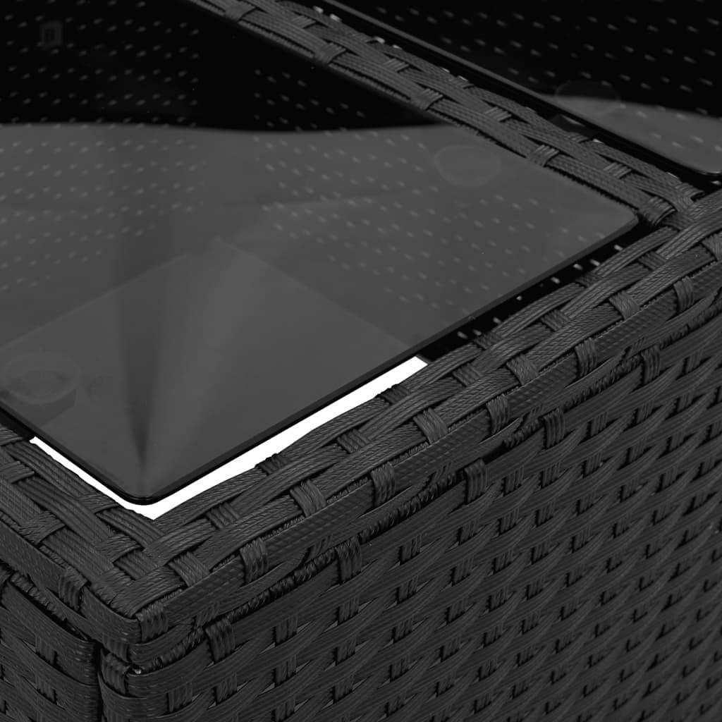 PANGIVO - Table de jardin résine tressée verre noir 55 x 55 x 37 cm - PANGIVO - Image 9