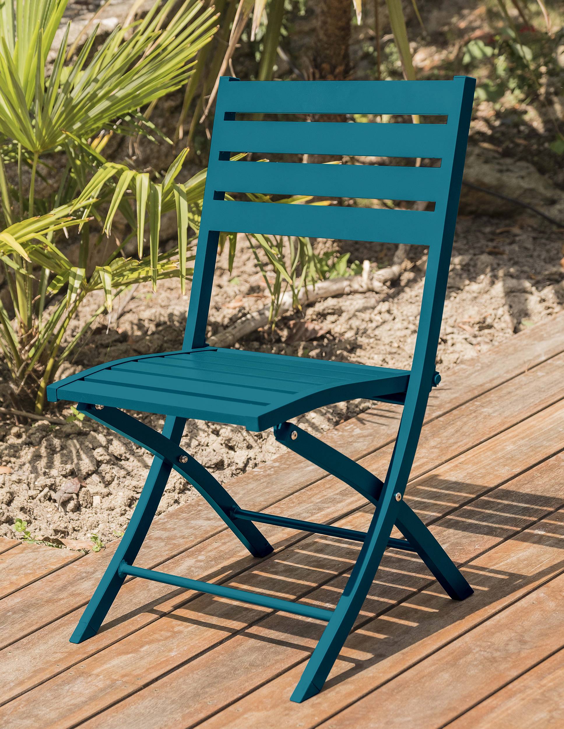 Ensemble repas de jardin 4 places en aluminium - Bleu canard - MARIUS - Image 3