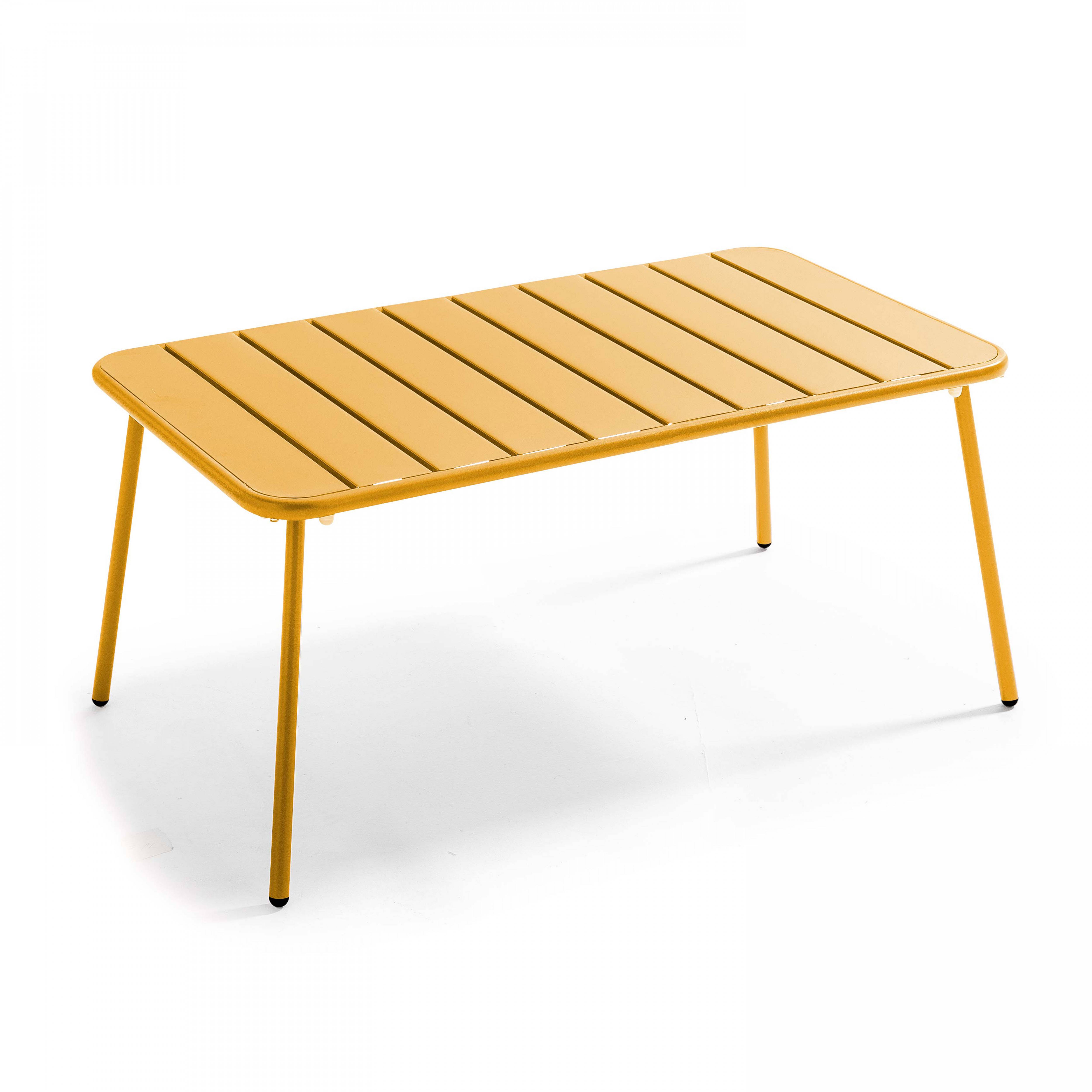Oviala - Salon de jardin 4 places et 1 table basse en acier jaune Palavas - Oviala - Imagen 6