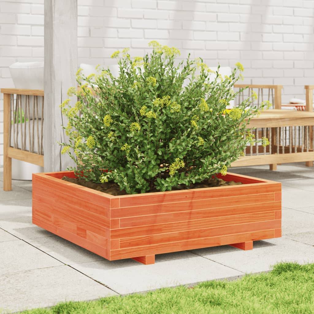 Jardinière | Pot de fleurs | Cache-pot | Bac à fleurs cire marron 90x90x26,5 cm bois de pin massif - Image 3