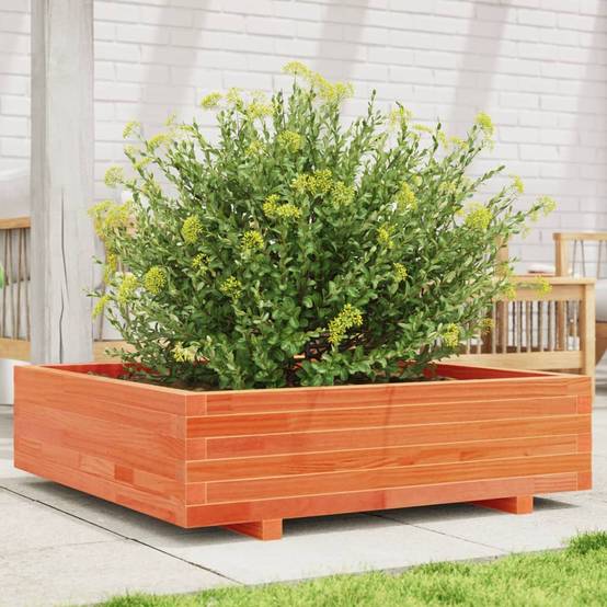 Jardinière | Pot de fleurs | Cache-pot | Bac à fleurs cire marron 90x90x26,5 cm bois de pin massif - Image 2