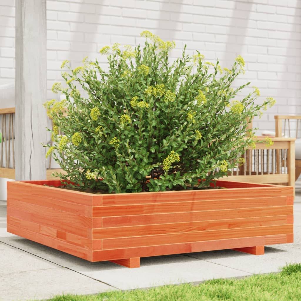 Jardinière | Pot de fleurs | Cache-pot | Bac à fleurs cire marron 90x90x26,5 cm bois de pin massif - Image 2