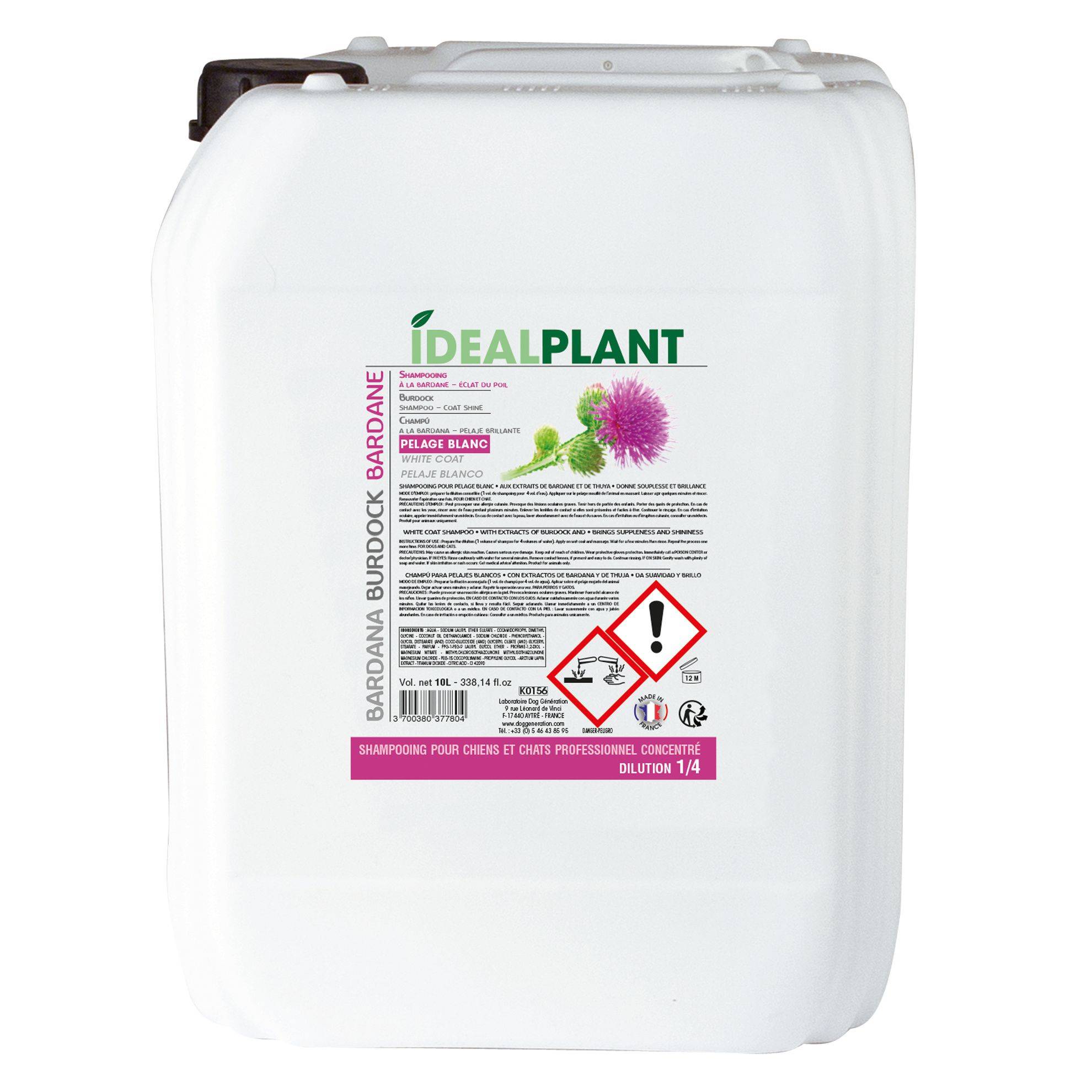 Shampoing blanc à la Bardane IdealPlant : 10L IDEALPLANT