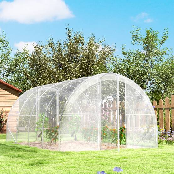 Serre Tunnel de Jardin 12 m² 4 x 3 x 2 m, 2 Portes Battantes, Bâche PE 150 g/m² - Image 10