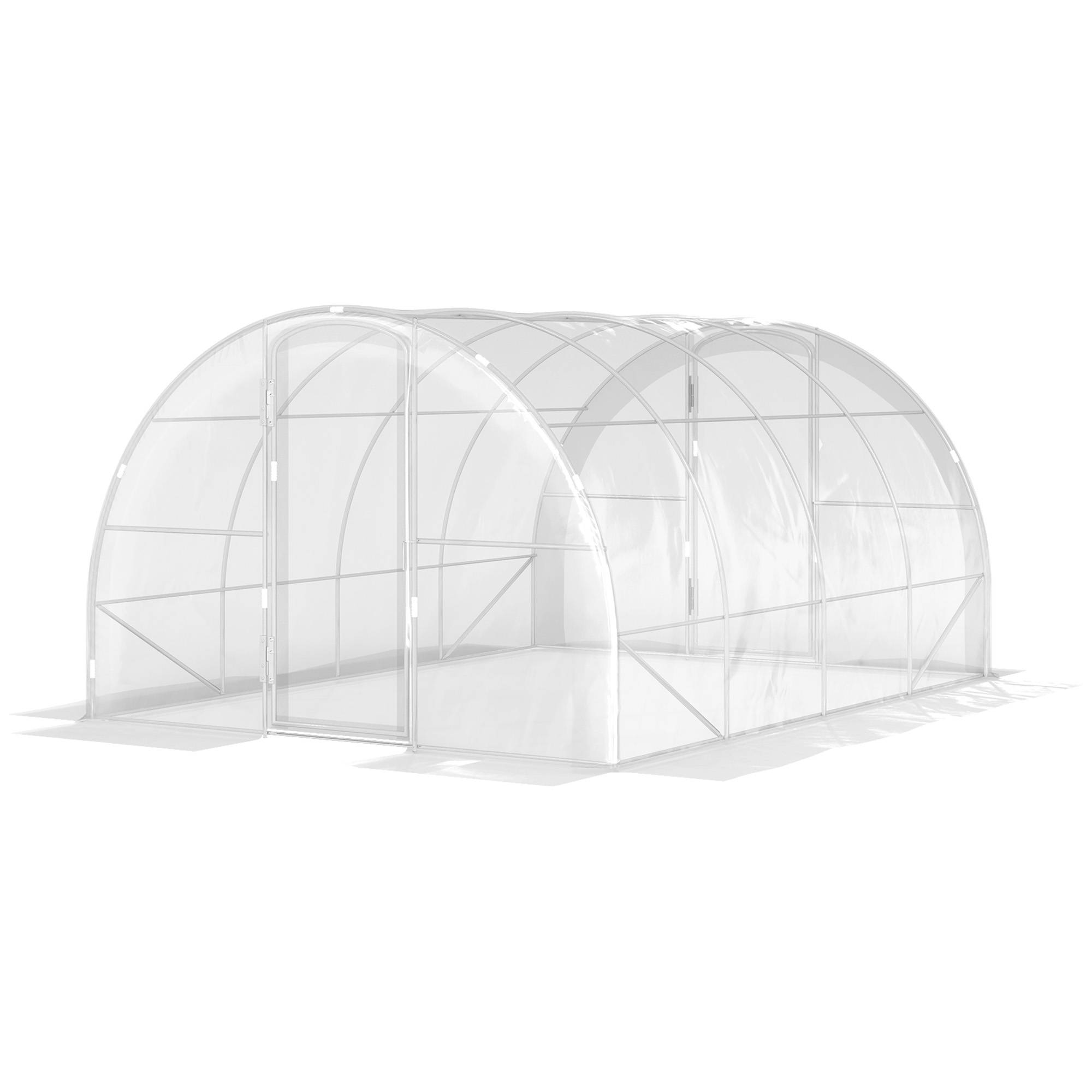Serre Tunnel de Jardin 12 m² 4 x 3 x 2 m, 2 Portes Battantes, Bâche PE 150 g/m² - Image 2