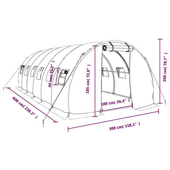 Serre tunnel de jardin 18m² bâche PE et acier culture potager verte 6x3m – ComfortXL Outdoor Living - Image 9