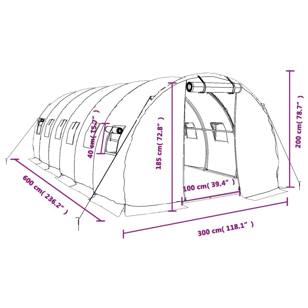 Serre tunnel de jardin 18m² bâche PE et acier culture potager verte 6x3m – ComfortXL Outdoor Living - Image 9