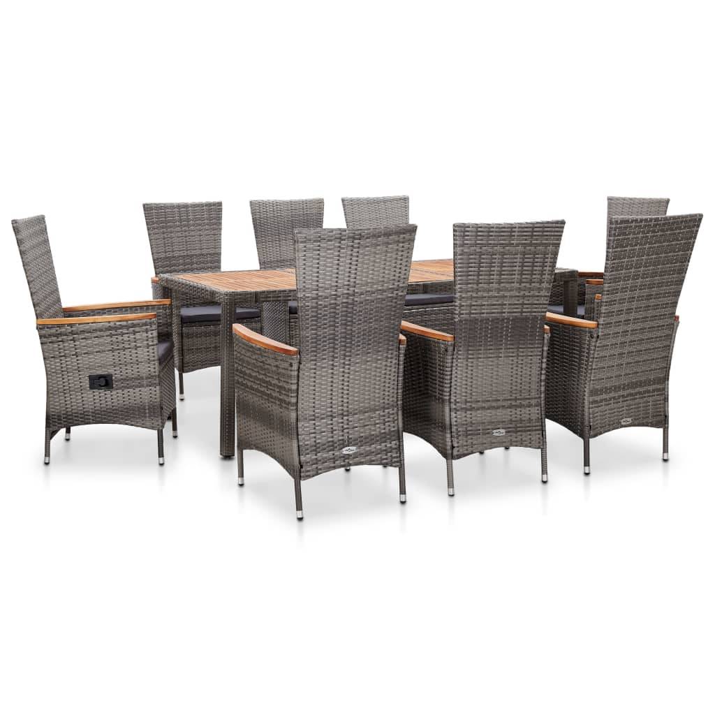 Helloshop26 - Salon de jardin meuble d'extérieur ensemble de mobilier 9 pièces avec coussins résine tressée gris - Imagen 1