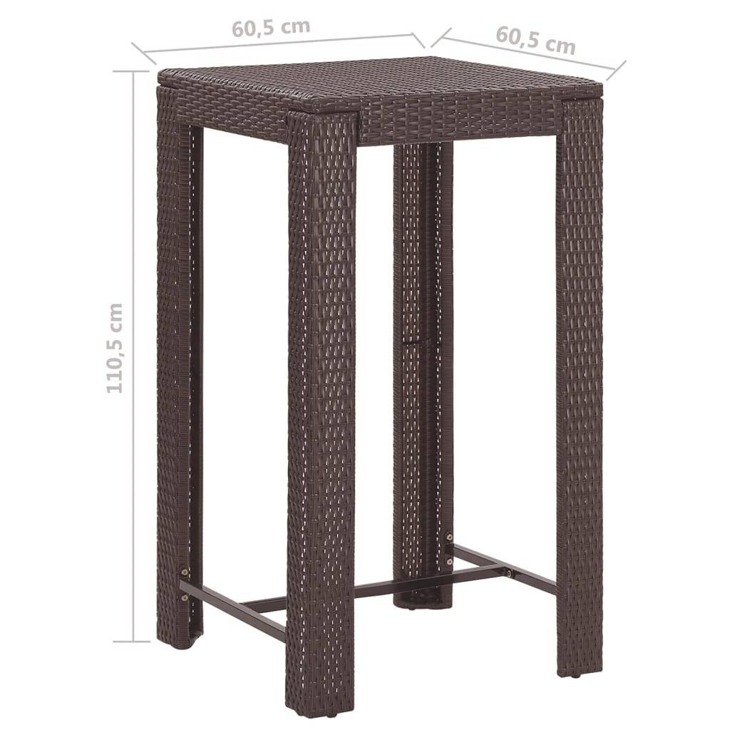 Helloshop26 - Ensemble bar de jardin 5 pièces et coussins résine tressée marron - Imagen 7