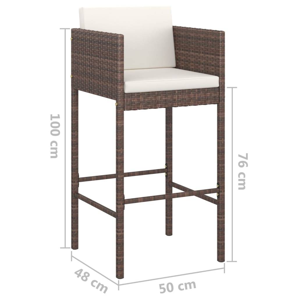 Helloshop26 - Ensemble bar de jardin 5 pièces et coussins résine tressée marron - Imagen 6