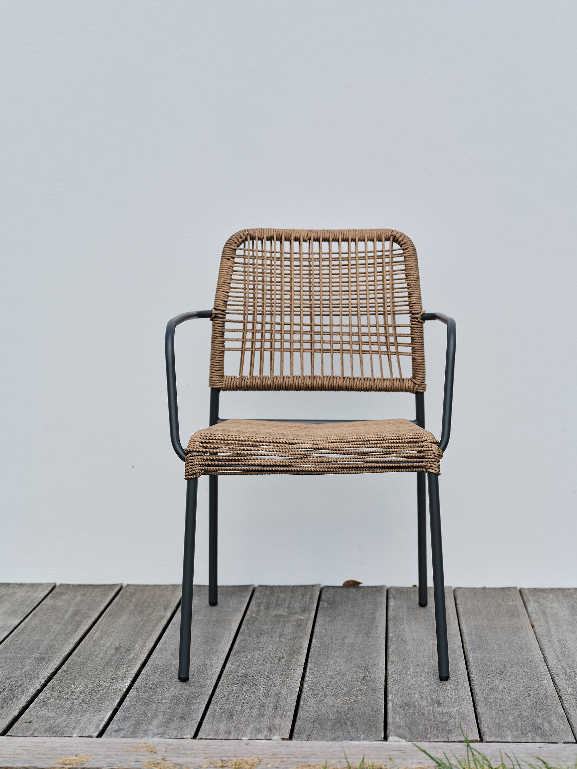 Fauteuil de jardin empilable en corde et acier  - Gris anthracite - MARCEAU - Image 4