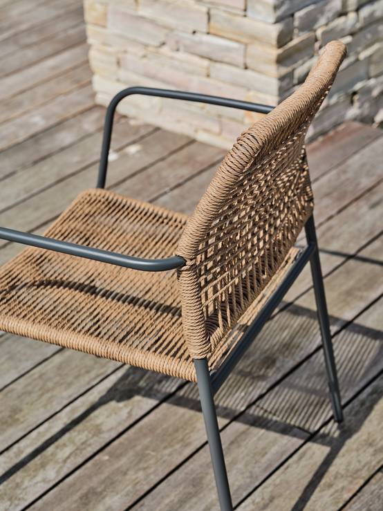 Fauteuil de jardin empilable en corde et acier - Gris anthracite - MARCEAU - Image 3