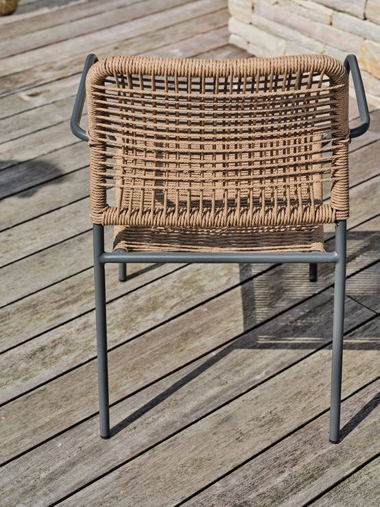 Fauteuil de jardin empilable en corde et acier - Gris anthracite - MARCEAU - Image 2