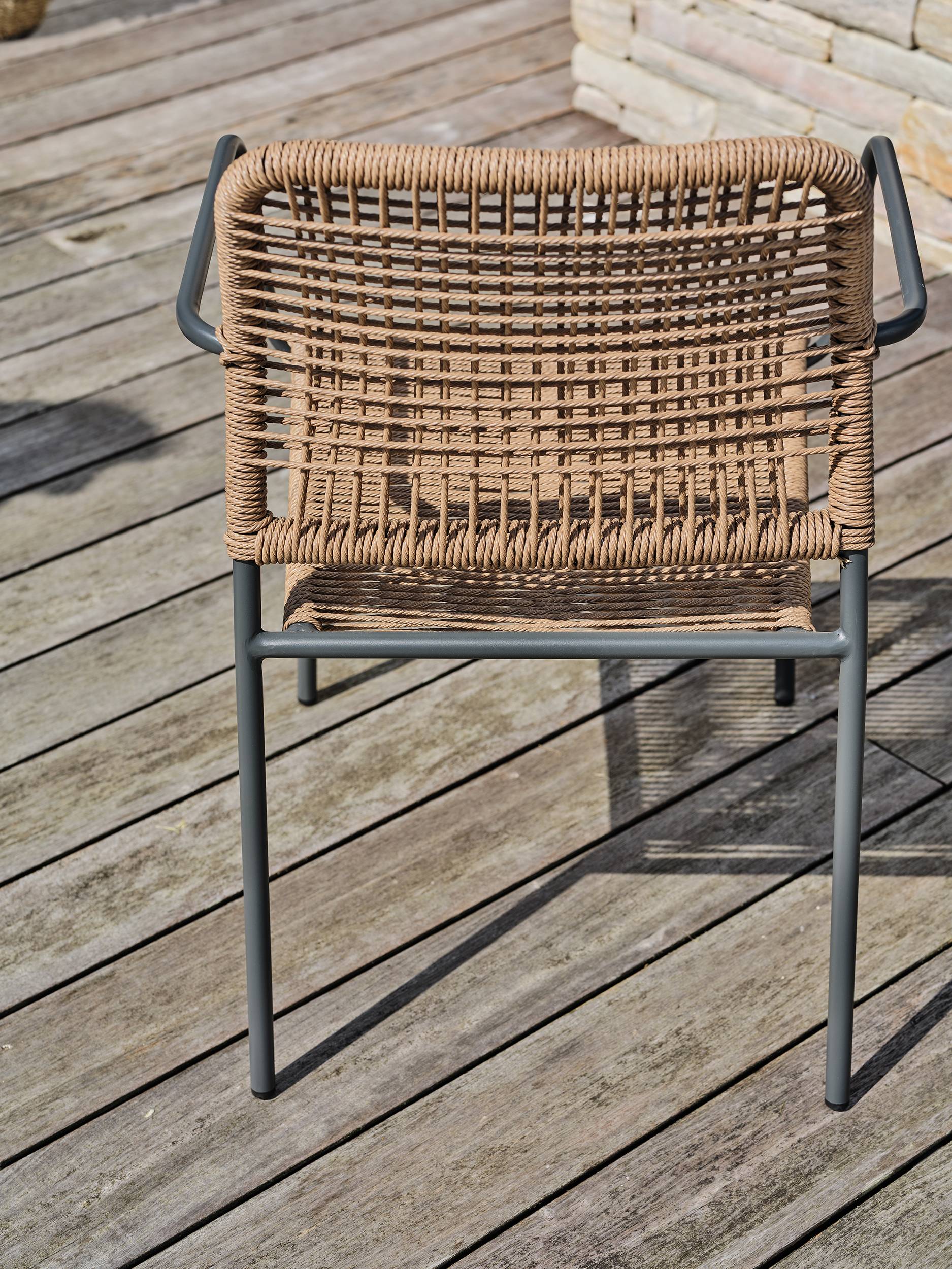 Fauteuil de jardin empilable en corde et acier  - Gris anthracite - MARCEAU - Image 2