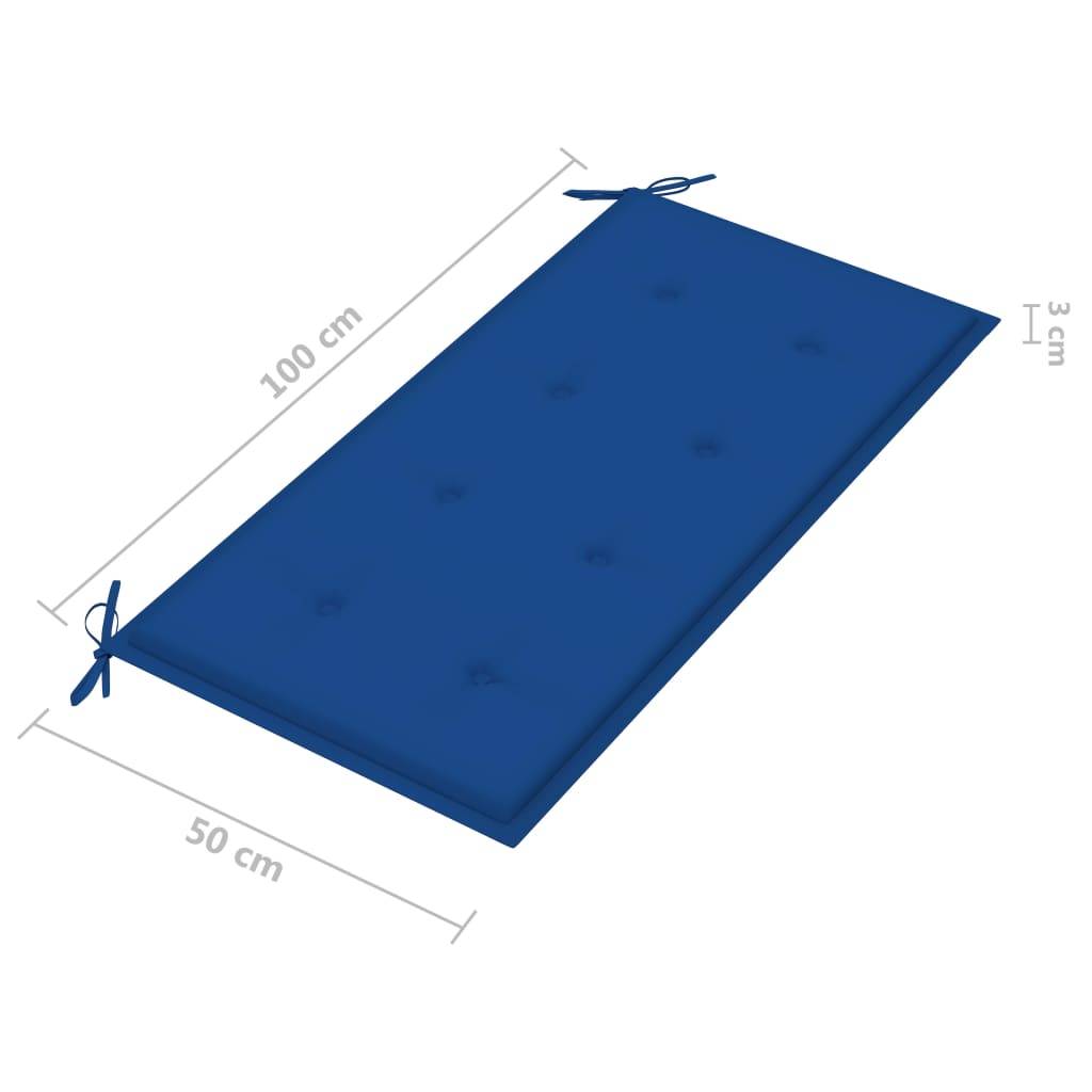 Helloshop26 - Banc de jardin meuble de patio d'extérieur terrasse et coussin bleu royal 112 x 55 x 94 cm bois de teck massif - Imagen 8