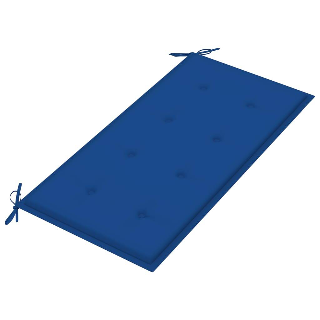 Helloshop26 - Banc de jardin meuble de patio d'extérieur terrasse et coussin bleu royal 112 x 55 x 94 cm bois de teck massif - Imagen 5