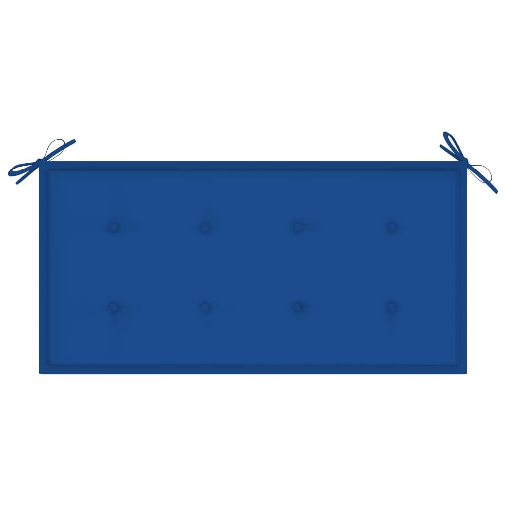 Helloshop26 - Banc de jardin meuble de patio d'extérieur terrasse et coussin bleu royal 112 x 55 x 94 cm bois de teck massif - Imagen 6