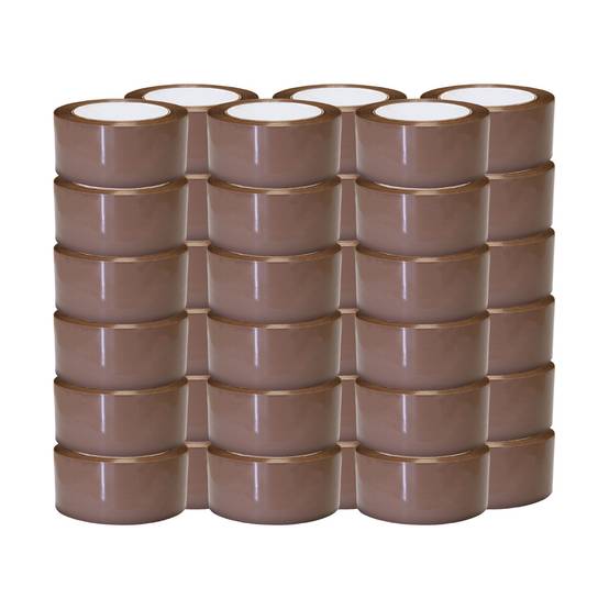 Ruban adhésif d'emballage polypropylène havane 28µ - rouleau adhésif marron 48 mm x 100 m - Carton de 36 TECPLAST - Image 1