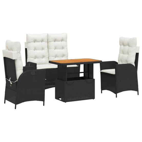 ComfortXL - Salon de Jardin Fonctionnel 4 Places, Table Hauteur Ajustable et Sièges Relax, Polyrotin Noir et Coussins Crème – ComfortXL Outdoor Living - Image 2