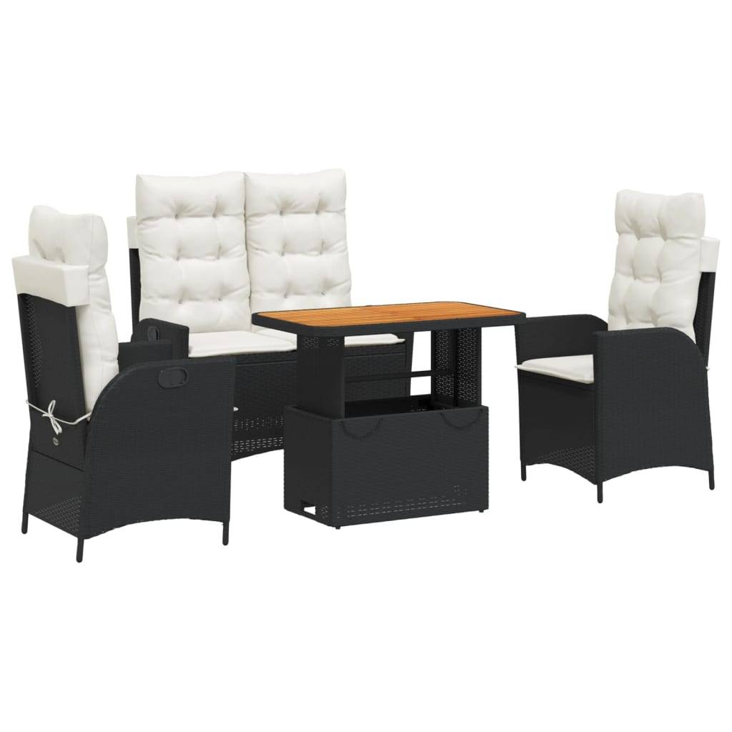 ComfortXL - Salon de Jardin Fonctionnel 4 Places, Table Hauteur Ajustable et Sièges Relax, Polyrotin Noir et Coussins Crème – ComfortXL Outdoor Living - Image 2