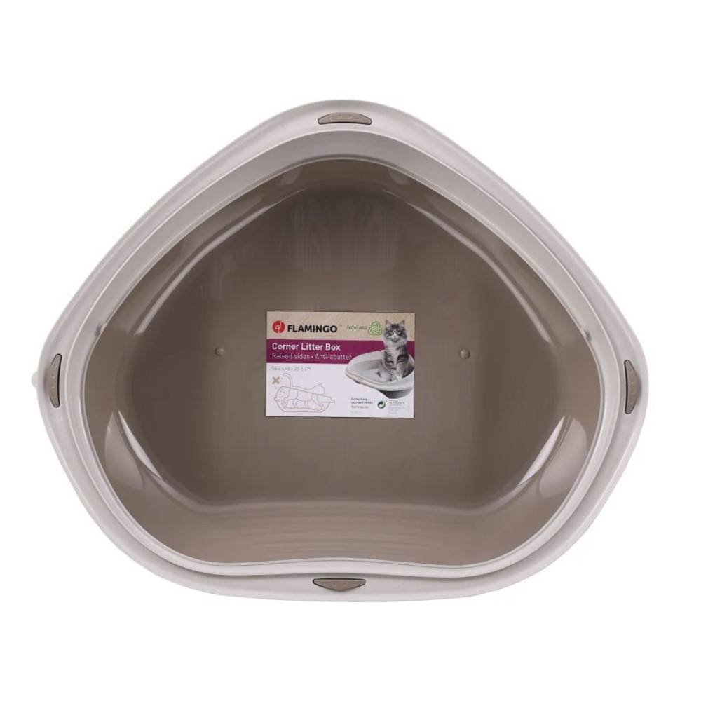 Bac à litière angle Sadio L taupe 58.5 x 48 x 20.5 cm pour chat - Image 4