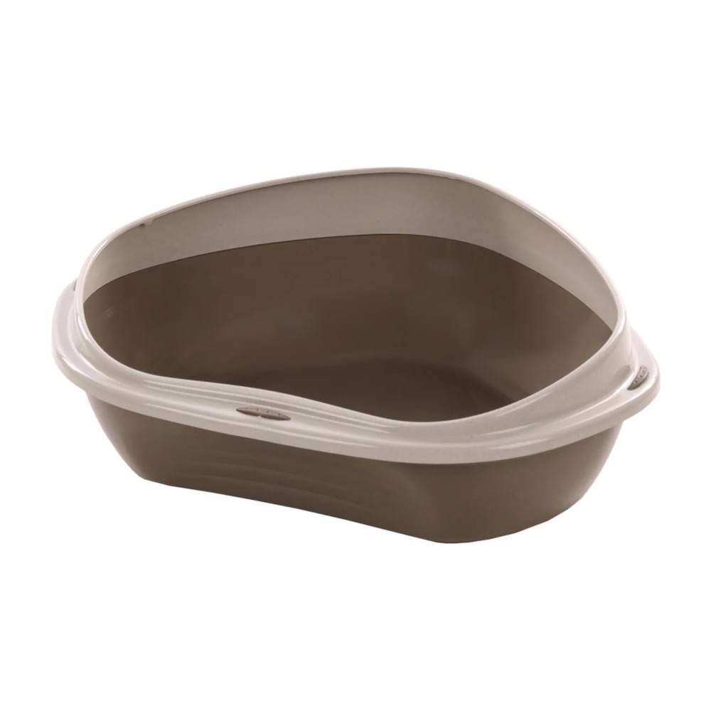 Bac à litière angle Sadio L taupe 58.5 x 48 x 20.5 cm pour chat - Image 1