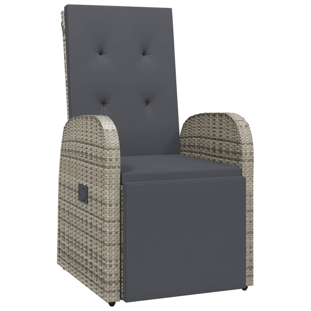 Chaise de jardin inclinable - Chaise d'extérieur - Fauteuil d'extérieur et coussin Résine tressée Gris - MEUBLE PRO - Image 1
