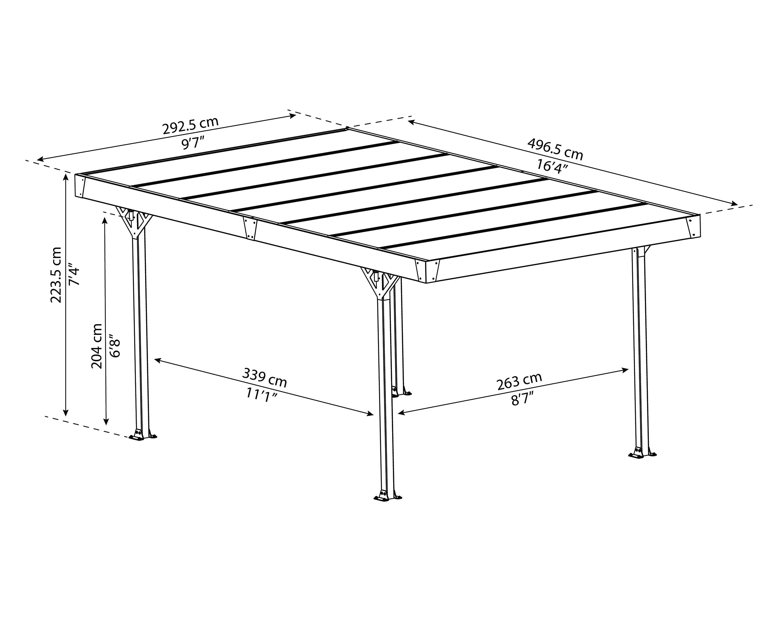 Canopia - Canopia Carport Palma 4,97 x 2,93 m Gris, toiture Gris - Imagen 4