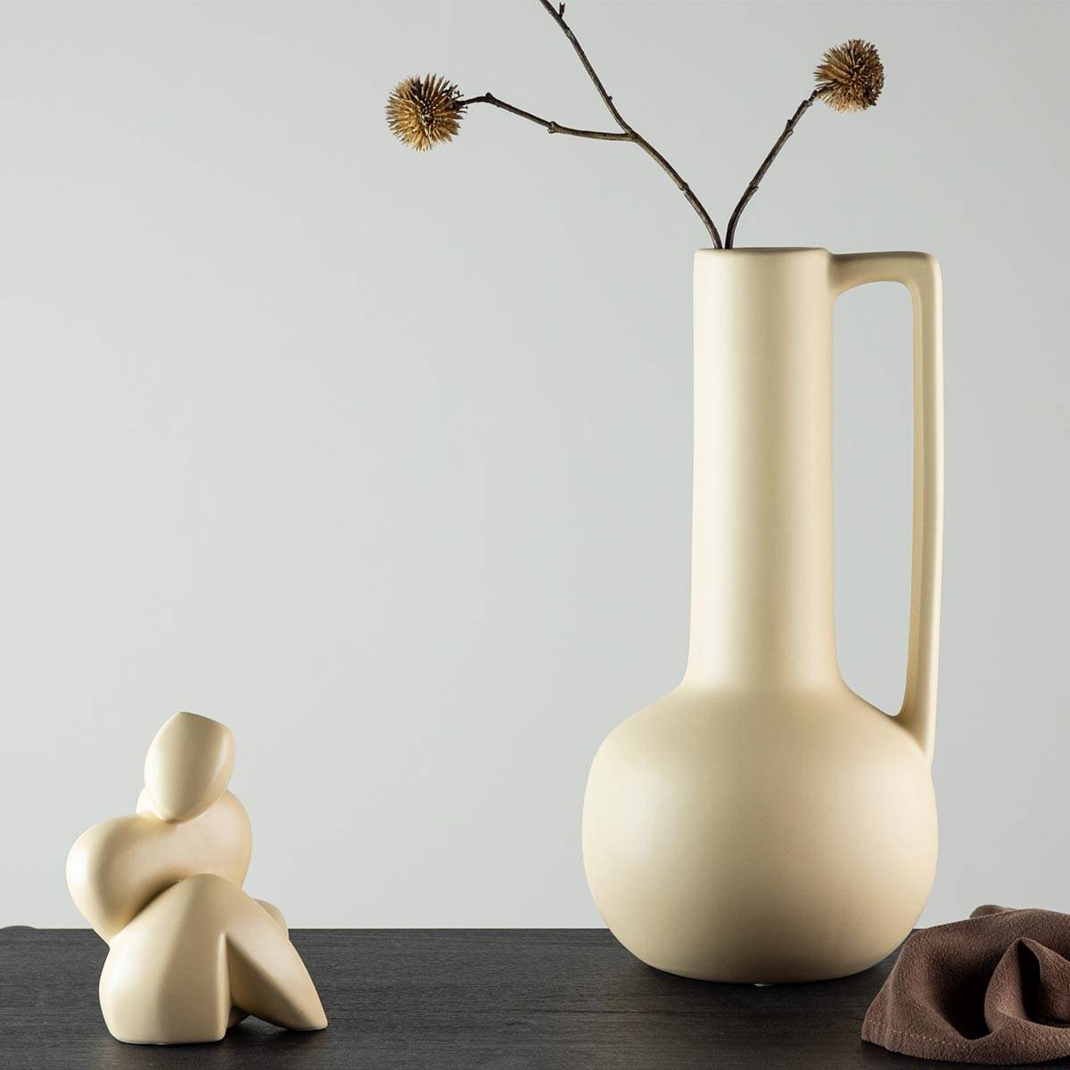 Vase Design en Céramique "Allis" 36cm Jaune - Image 5