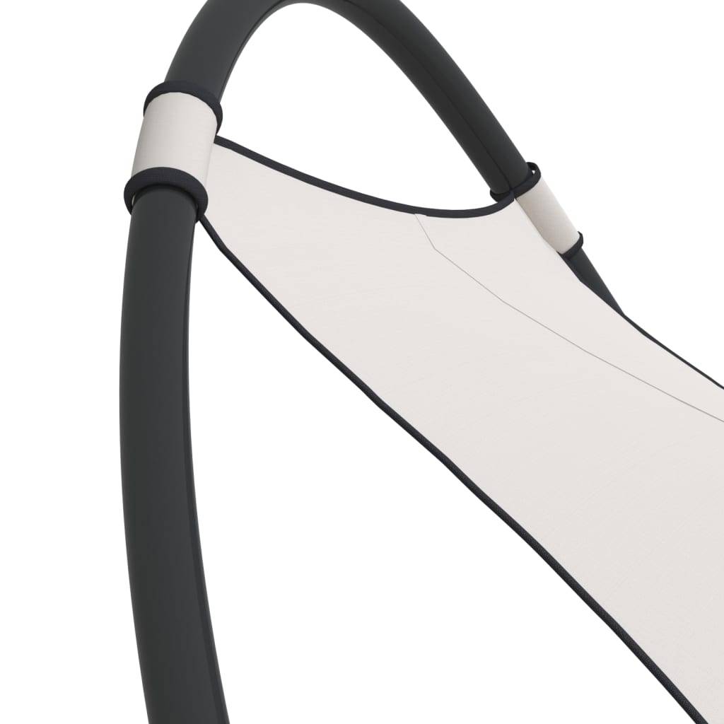 Helloshop26 - Transat design chaise longue bain de soleil lit de jardin terrasse meuble d'extérieur à bascule avec roues acier et textilène crème - Imagen 4