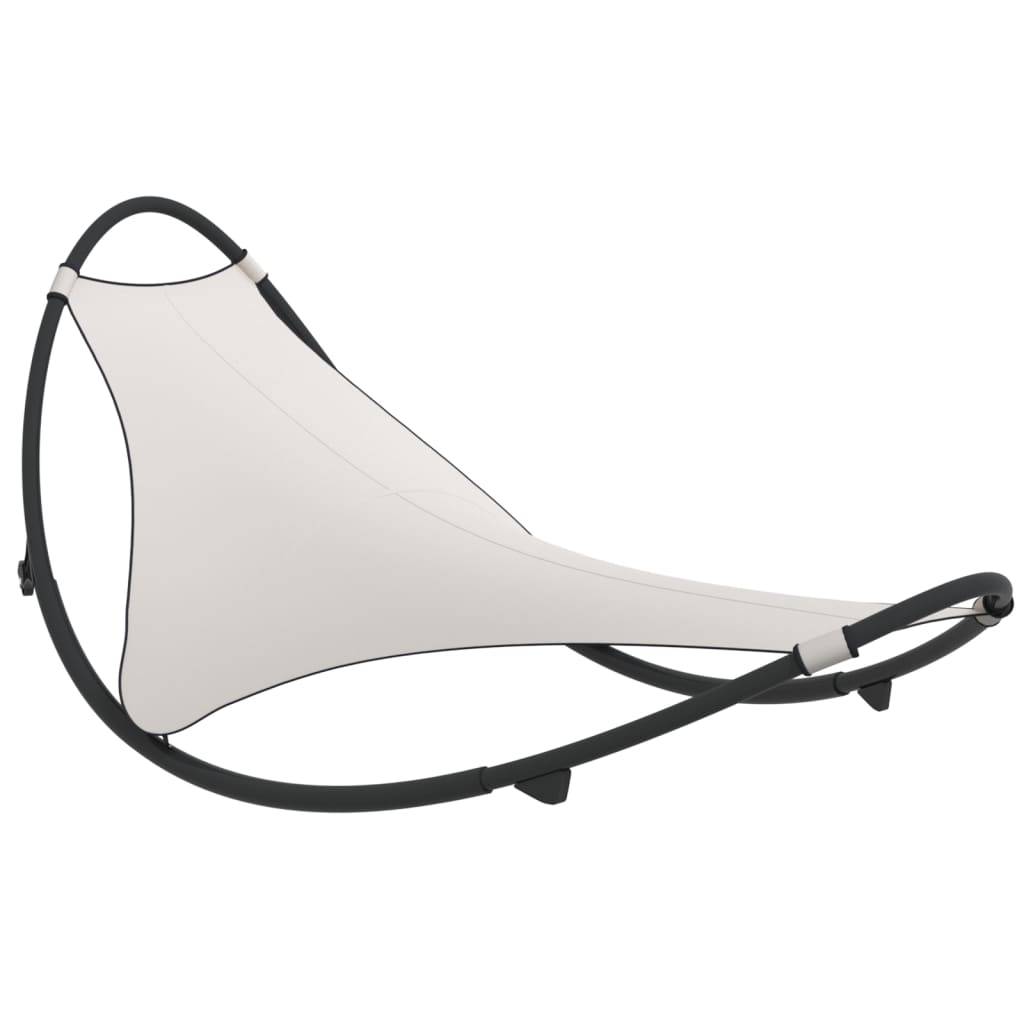 Helloshop26 - Transat design chaise longue bain de soleil lit de jardin terrasse meuble d'extérieur à bascule avec roues acier et textilène crème - Imagen 1