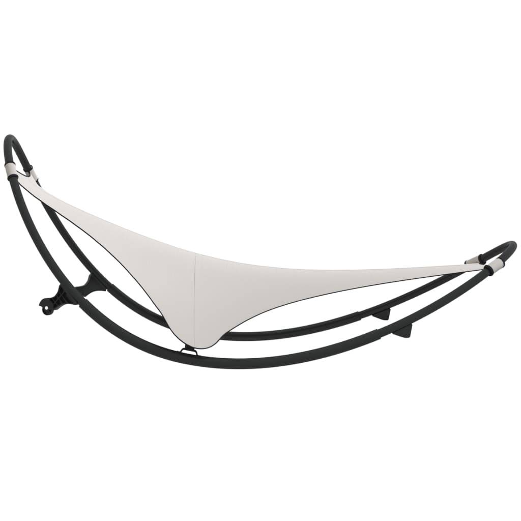 Helloshop26 - Transat design chaise longue bain de soleil lit de jardin terrasse meuble d'extérieur à bascule avec roues acier et textilène crème - Imagen 3