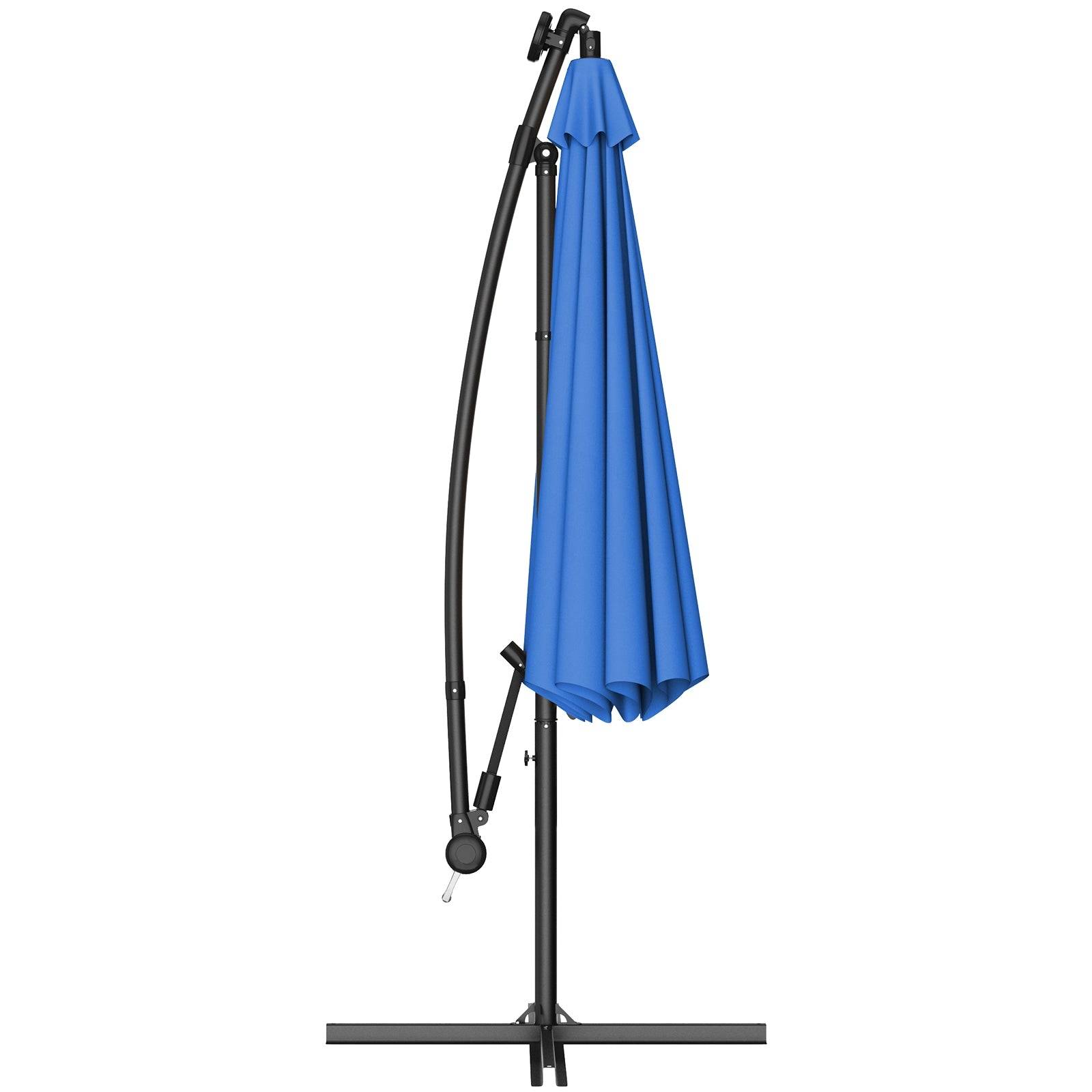 Helloshop26 - Parasol 3 m déporté excentré avec 24 led lampe solaire fait en polyester imperméable hauteur 245 cm 8 baleines en fer bleu - Imagen 3