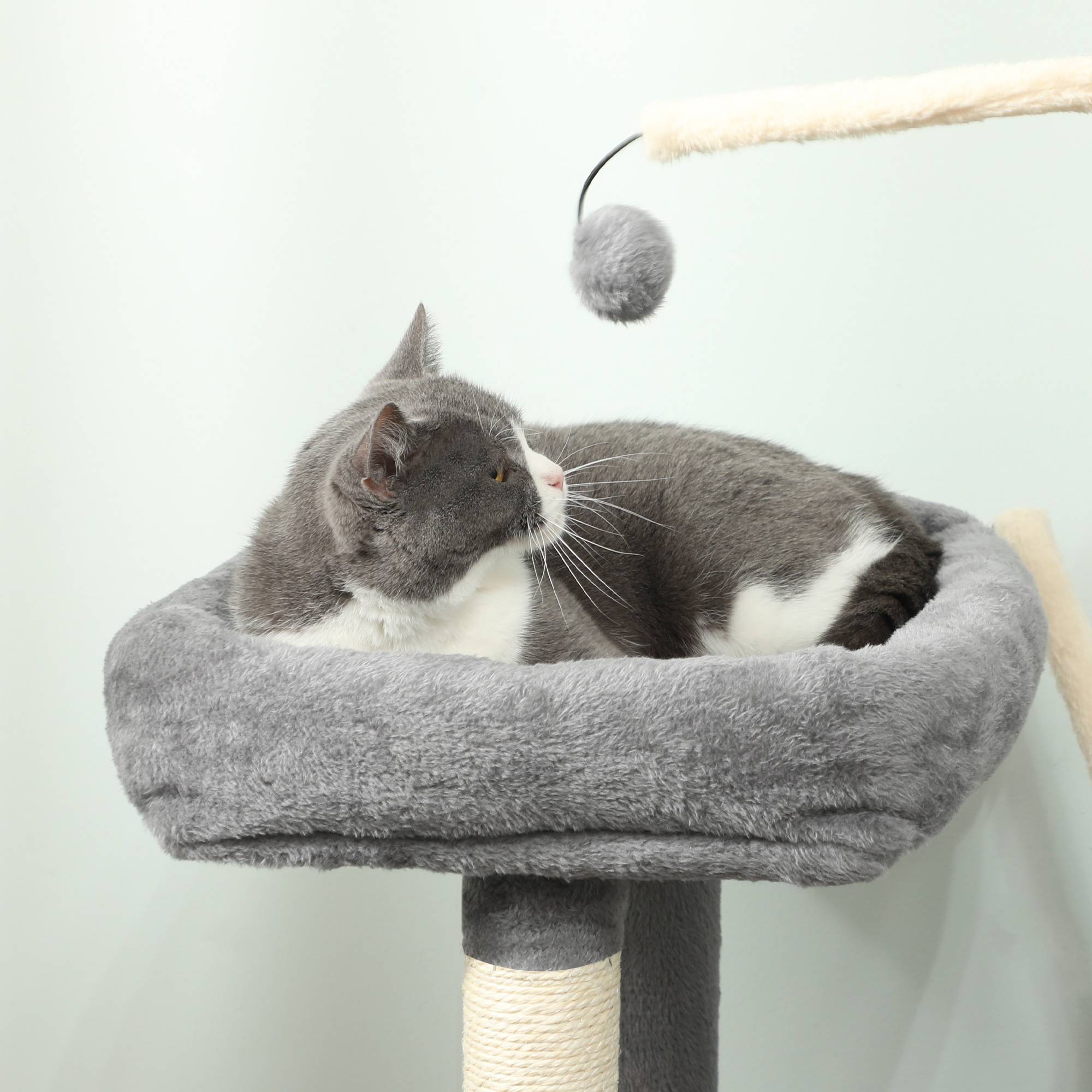 Arbre à chat sisal et peluche gris 40.5 x 40.5 x 103 cm - PANGIVO - Image 10