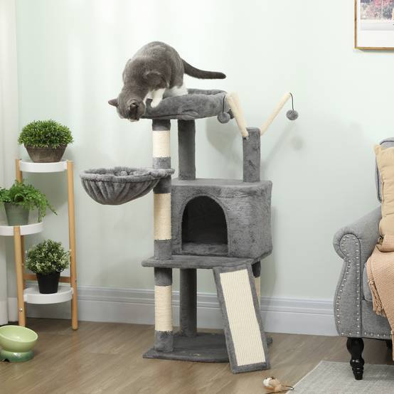 Arbre à chat sisal et peluche gris 40.5 x 40.5 x 103 cm - PANGIVO - Image 3