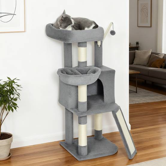 Arbre à chat sisal et peluche gris 40.5 x 40.5 x 103 cm - PANGIVO - Image 4