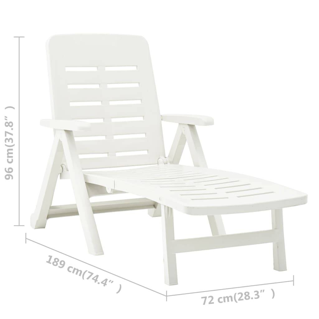 Maison Chic - Bain de soleil pliable - Transat - Chaise longue Plastique Blanc - MEUBLE PRO - Image 9