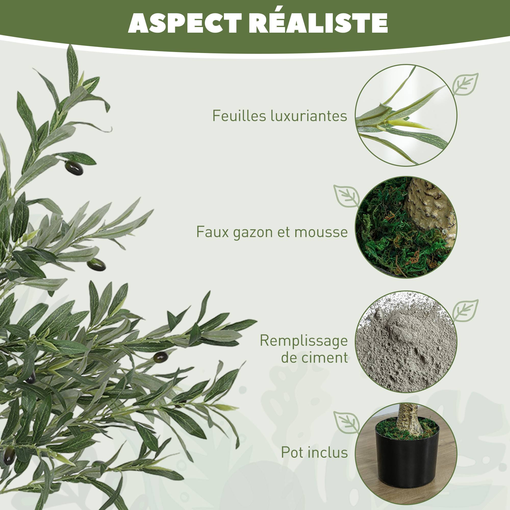 Olivier artificiel 120 cm plante artificielle intérieur, fausse plante décoration pour maison, bureau, salon, chambre - Image 6