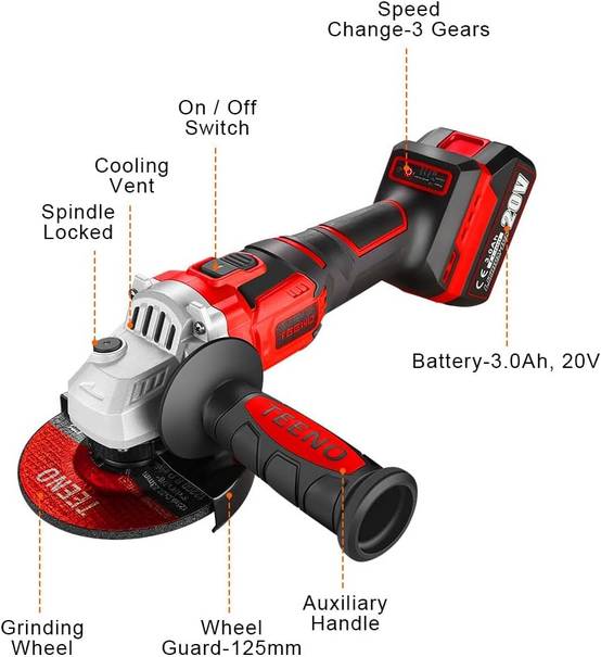 Clé à chocs Brushless+ Perceuse a Percussion+Meuleuse D'angle Brushless 3 outils 20V 2xBatteries 3Ah - Image 3