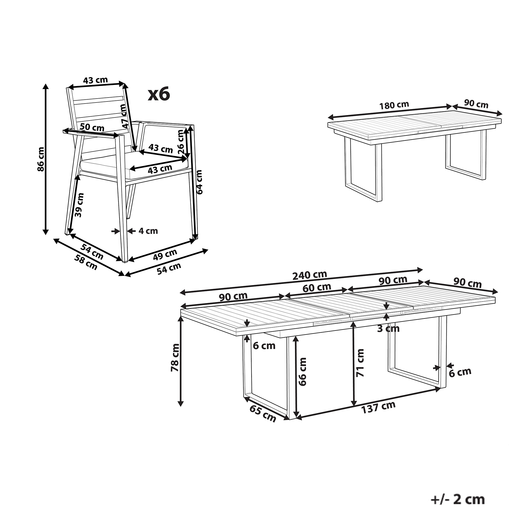 Beliani - Set de salle à manger, 6 Personnes Aluminium Blanc VALCANETTO/TAVIANO - Beliani - Imagen 3