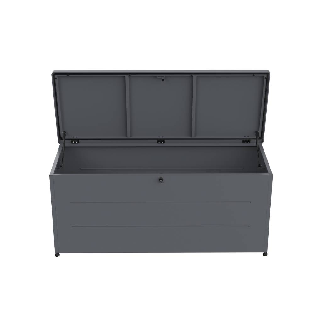 Couleurs du monde - Grand coffre extérieur 800L gris – rangement métal robuste pour un jardin organisé - Image 2