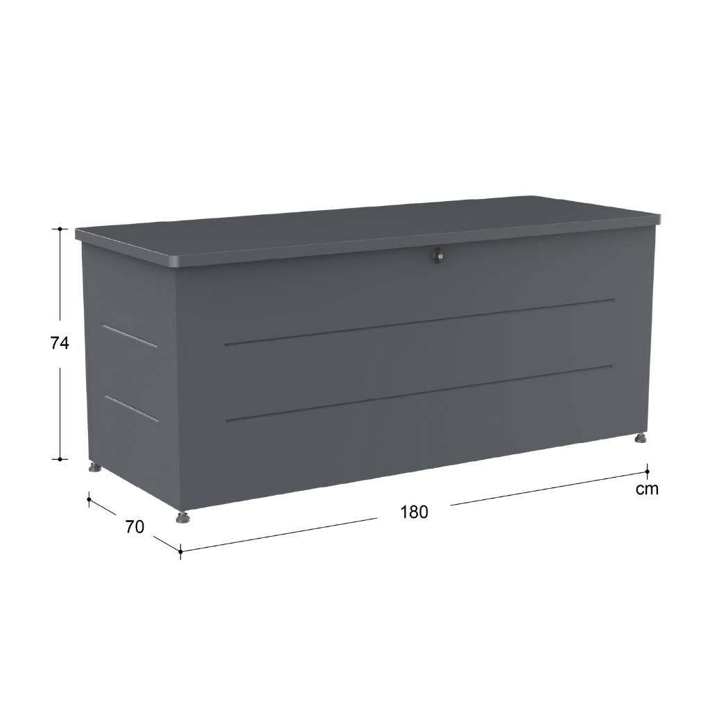 Couleurs du monde - Grand coffre extérieur 800L gris – rangement métal robuste pour un jardin organisé - Image 5