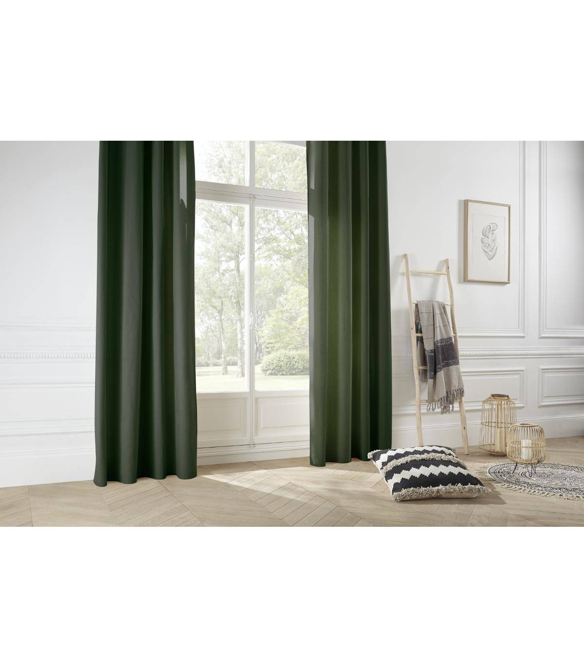 Atmosphera - Rideau à œillets Tissu Panama Vert Kaki 140 x 260 cm - Imagen 4