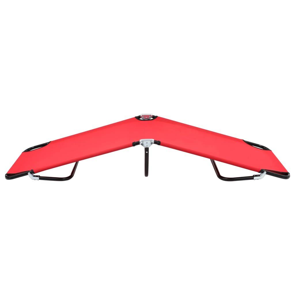 Helloshop26 - Lit de camping pliable terrasse meuble d'extérieur 190 cm pliable rouge acier - Imagen 3