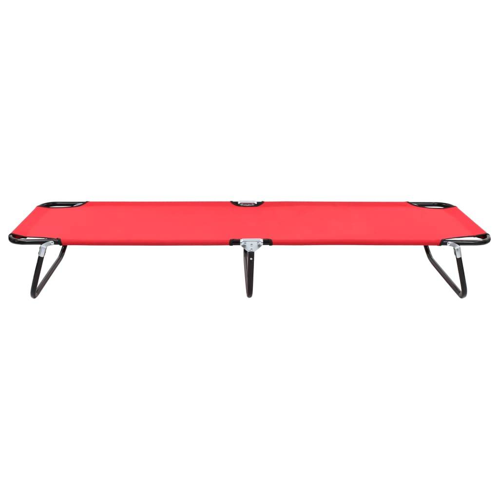 Helloshop26 - Lit de camping pliable terrasse meuble d'extérieur 190 cm pliable rouge acier - Imagen 2