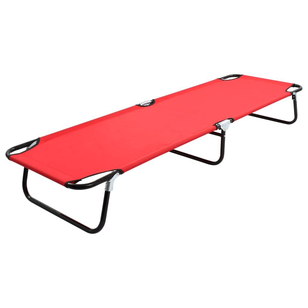 Helloshop26 - Lit de camping pliable terrasse meuble d'extérieur 190 cm pliable rouge acier - Imagen 1