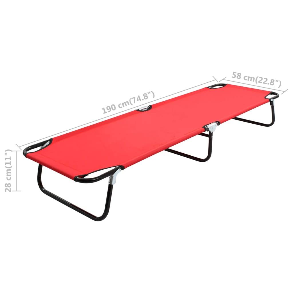 Helloshop26 - Lit de camping pliable terrasse meuble d'extérieur 190 cm pliable rouge acier - Imagen 8