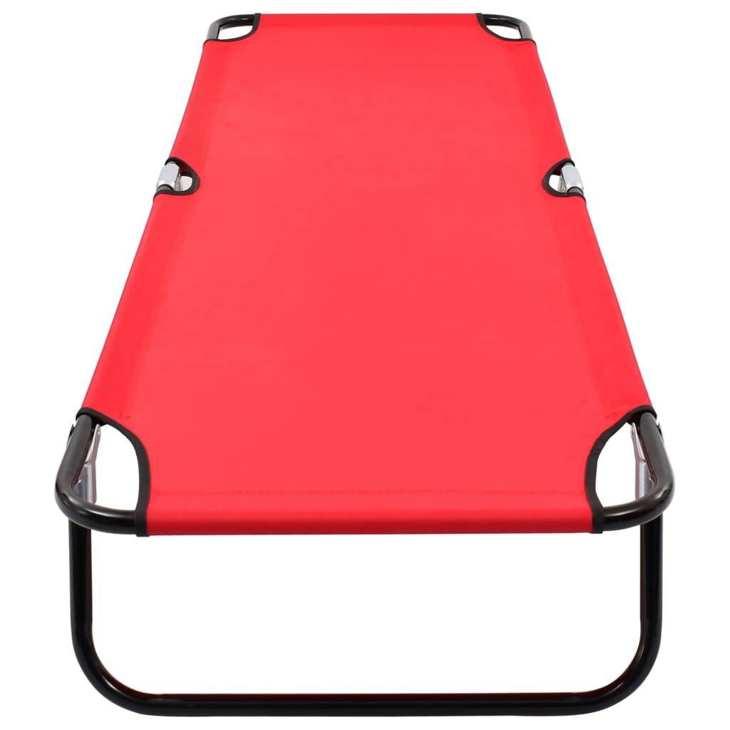 Helloshop26 - Lit de camping pliable terrasse meuble d'extérieur 190 cm pliable rouge acier - Imagen 5