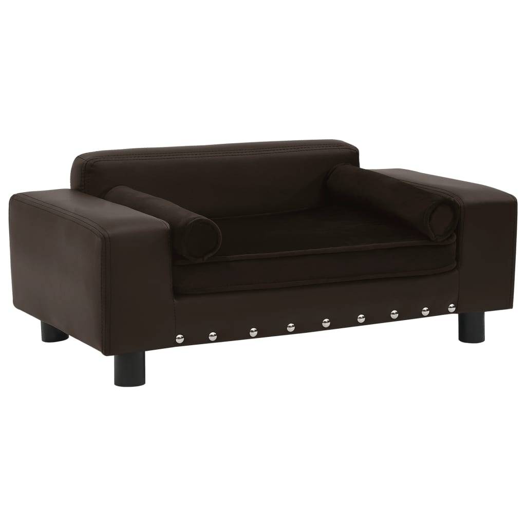 Vidaxl - Canapé pour chien Marron 81x43x31 cm Peluche et similicuir vidaXL 170955 - Imagen 1