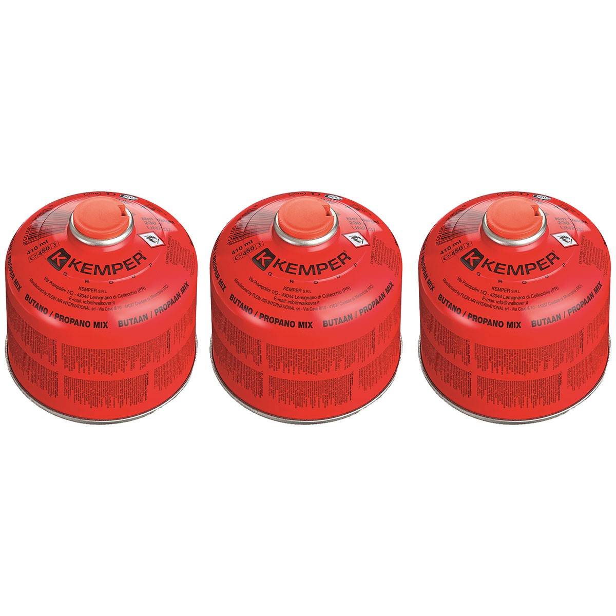 Pack 3 Cartouches de gaz 230g Propane/Butane 7/16 Réchaud camping Résistant basses températures EN417 KEMPER - Image 1